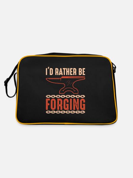 I'd Rather be Forging - Retro Tasche - Schwarz/Gold - Hinten