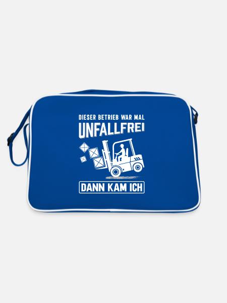 Lagerarbeiter Logistiker Stapler Staplerfahrer - Retro Tasche - Blau/Weiß - Hinten