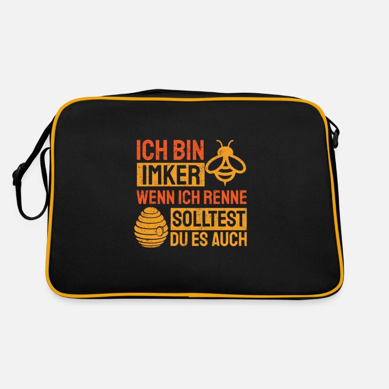 Ich bin Imker wenn ich renne - Retro Tasche - Schwarz/Gold