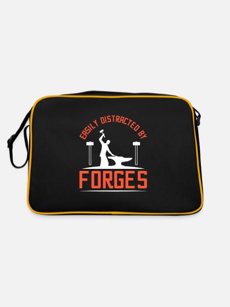 Easily distracted by forges - Retro Tasche - Schwarz/Gold - Hinten