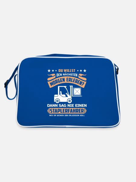 Lagerarbeiter Logistiker Stapler Staplerfahrer - Retro Tasche - Blau/Weiß - Hinten