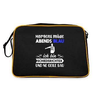 Morgens Müde Abends Blau Schiedsrichter - Retro Tasche - Schwarz/Gold - Hinten