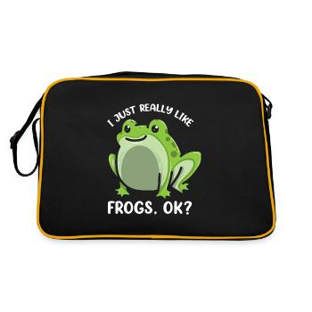 I Just Really Like Frogs Funny Frog Lover - Retro Tasche - Schwarz/Gold - Hinten