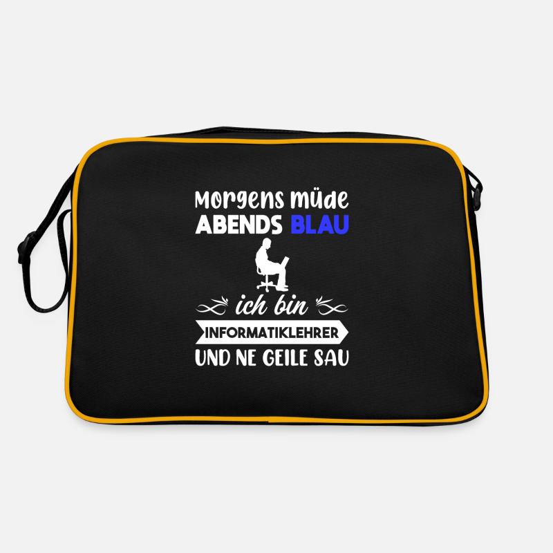 Morgens Müde Abends Blau Informatiklehrer Retro Tasche