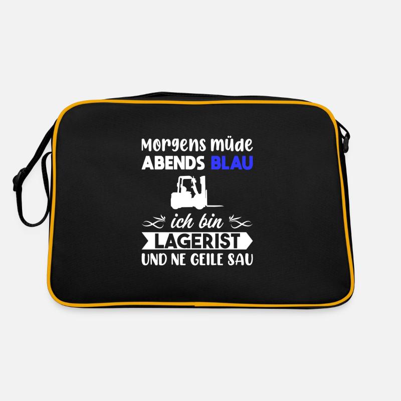 Morgens Müde Abends Blau Lagerist Retro Tasche