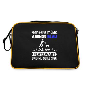 Morgens Müde Abends Blau Platzwart - Retro Tasche - Schwarz/Gold - Hinten