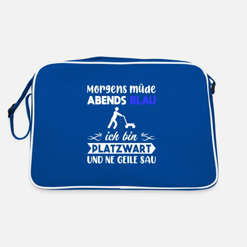 Morgens Müde Abends Blau Platzwart Retro Tasche