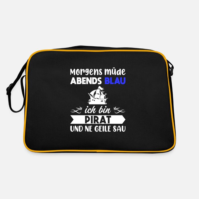 Morgens Müde Abends Blau Pirat Retro Tasche