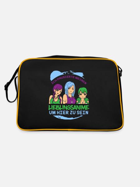 Ich pausierte meinen Lieblingsanime Anime - Retro Tasche - Schwarz/Gold - Hinten