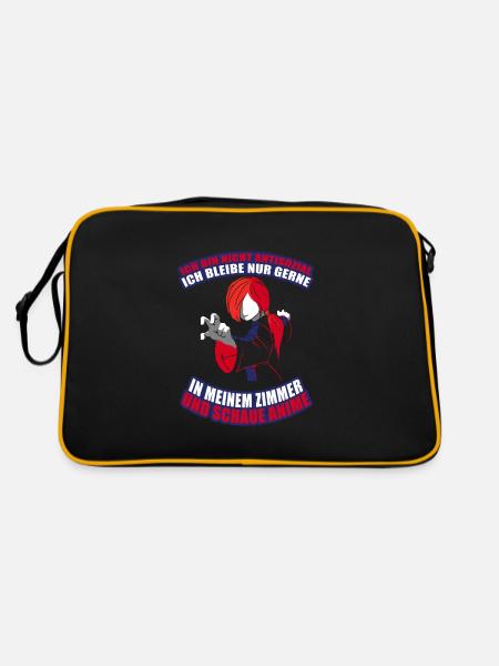 In meinem Zimmer und schaue Anime - Retro Tasche - Schwarz/Gold - Hinten