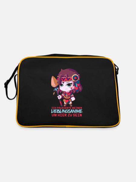 Ich pausierte meinen Lieblingsanime Anime - Retro Tasche - Schwarz/Gold - Hinten