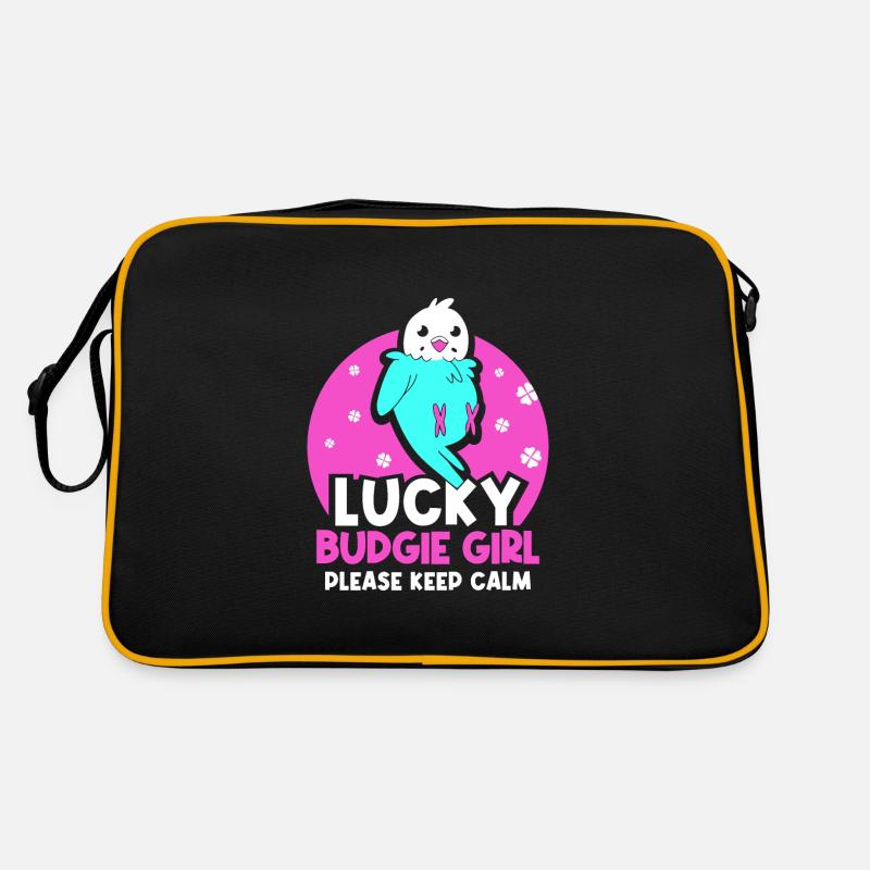 Lucky budgie girl - please keep calm Retro Tasche