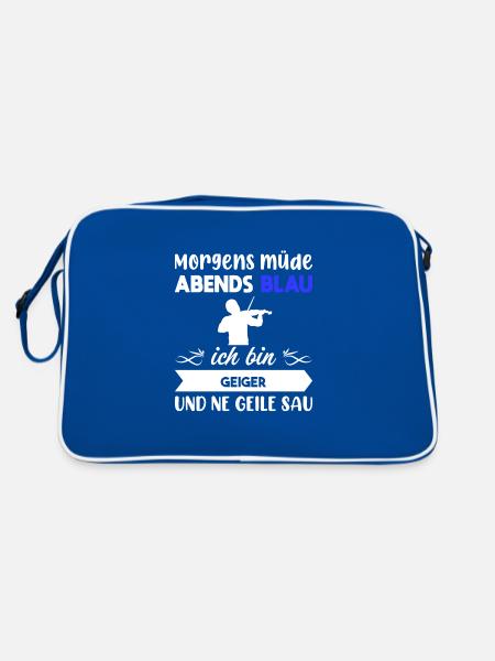 Morgens Müde Abends Blau Geiger - Retro Tasche - Blau/Weiß - Hinten
