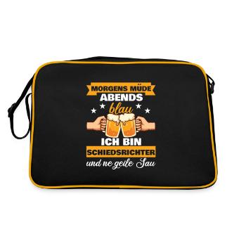 Morgens Müde Abends Blau Schiedsrichter - Retro Tasche - Schwarz/Gold - Hinten