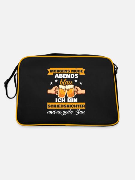 Morgens Müde Abends Blau Schiedsrichter - Retro Tasche - Schwarz/Gold - Hinten