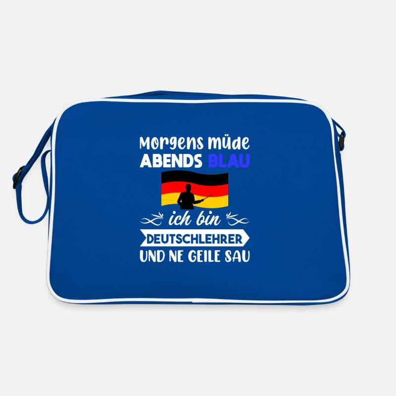 Morgens Müde Abends Blau Deutschlehrer Retro Tasche