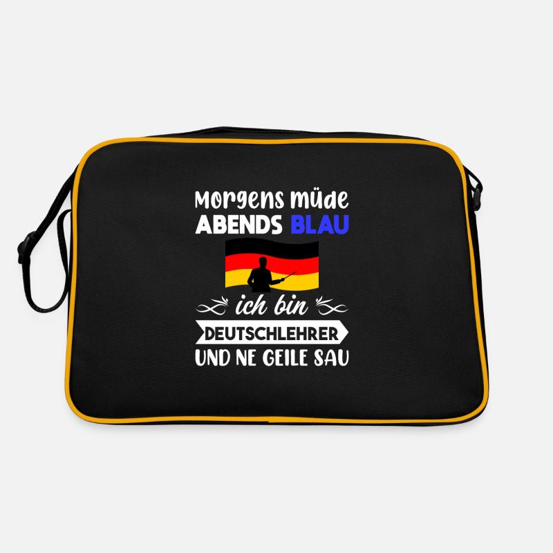 Morgens Müde Abends Blau Deutschlehrer Retro Tasche