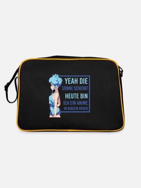 Heute bin ich ein Anime in kurzen Hosen - Retro Tasche - Schwarz/Gold - Hinten