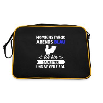 Morgens Müde Abends Blau Bauleiter - Retro Tasche - Schwarz/Gold - Hinten