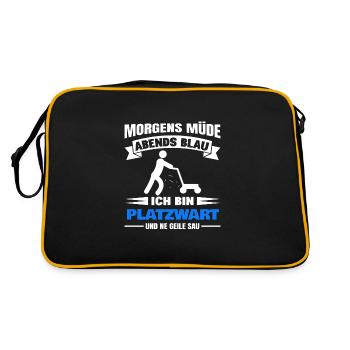 Morgens Müde Abends Blau Platzwart - Retro Tasche - Schwarz/Gold - Hinten