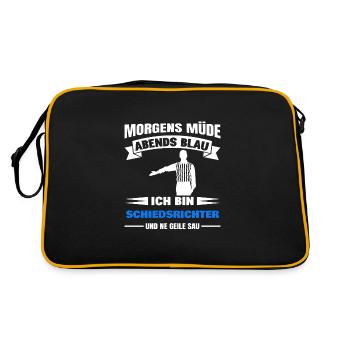 Morgens Müde Abends Blau Schiedsrichter - Retro Tasche - Schwarz/Gold - Hinten