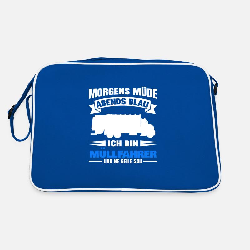 Morgens Müde Abends Blau Müllfahrer Retro Tasche