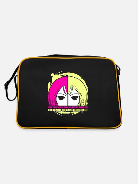 Wer sagt Glück kann man nicht anfassen Anime - Retro Tasche - Schwarz/Gold - Hinten