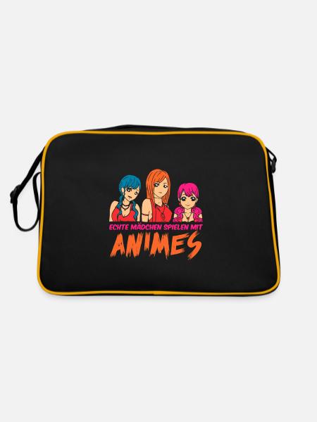 Wer sagt Glück kann man nicht anfassen Anime - Retro Tasche - Schwarz/Gold - Hinten