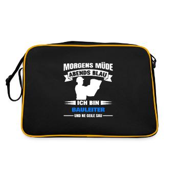 Morgens Müde Abends Blau Bauleiter - Retro Tasche - Schwarz/Gold - Hinten
