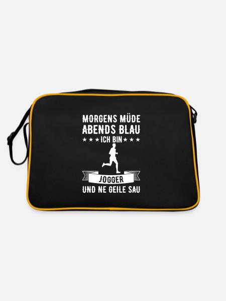 Morgens Müde Abends Blau Jogger - Retro Tasche - Schwarz/Gold - Hinten