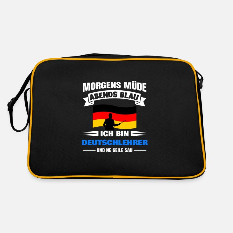 Morgens Müde Abends Blau Deutschlehrer Retro Tasche