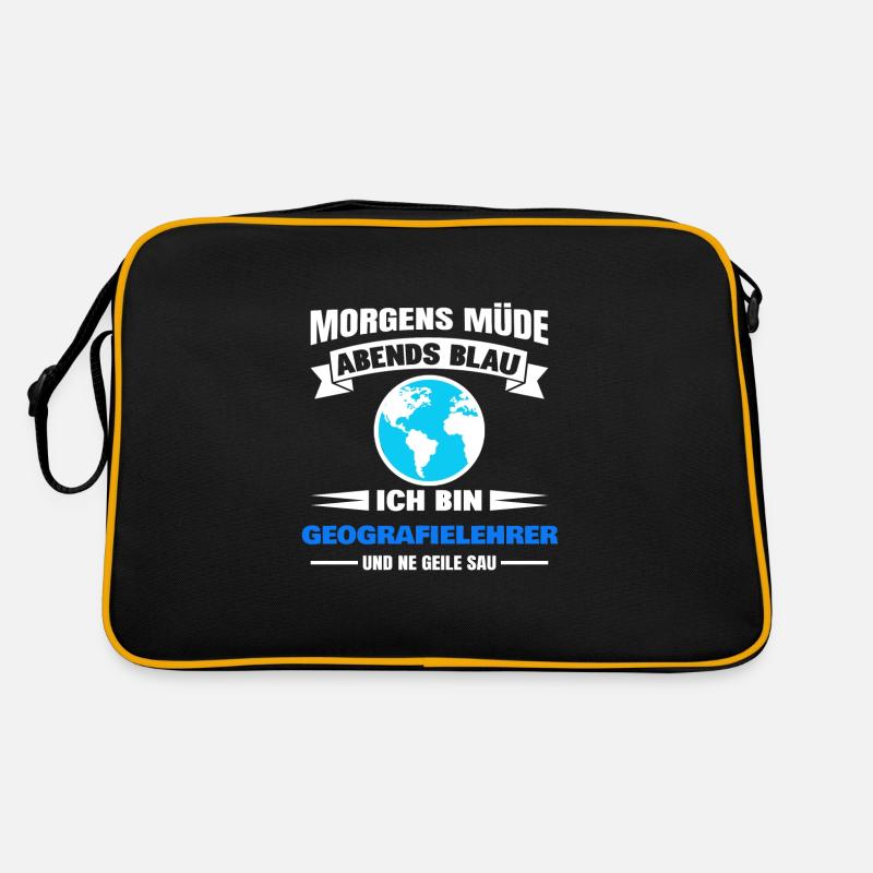 Morgens Müde Abends Blau Geografielehrer Retro Tasche