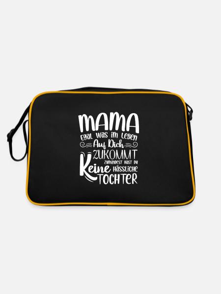 Mama egal was im Leben passiert Tochter - Retro Tasche - Schwarz/Gold - Hinten
