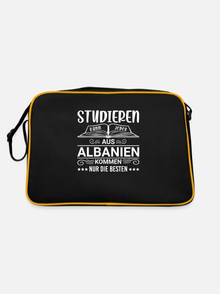 Studieren kann jeder Albanien Albaner - Retro Tasche - Schwarz/Gold - Hinten