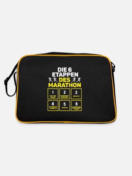 Etappen des Marathon - Retro Tasche - Schwarz/Gold - Hinten