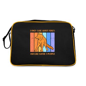 care about foxes and like maybe 3 people - Retro Tasche - Schwarz/Gold - Hinten