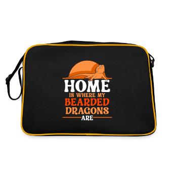 Home is where my Bearded Dragons are - Retro Tasche - Schwarz/Gold - Hinten