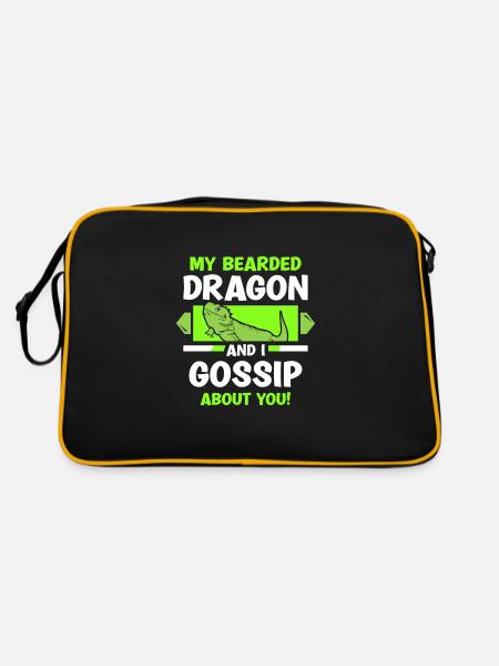 My Bearded Dragon and I gossip about you! - Retro Tasche - Schwarz/Gold - Hinten