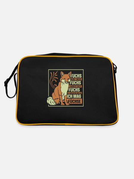 fuchs ist einfach für mich da ich mag füchse - Retro Tasche - Schwarz/Gold - Hinten