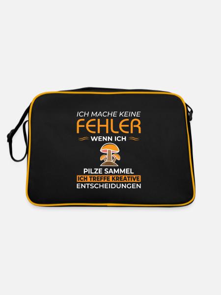 Ich mache keine Fehler wenn ich Pilze sammel - Retro Tasche - Schwarz/Gold - Hinten