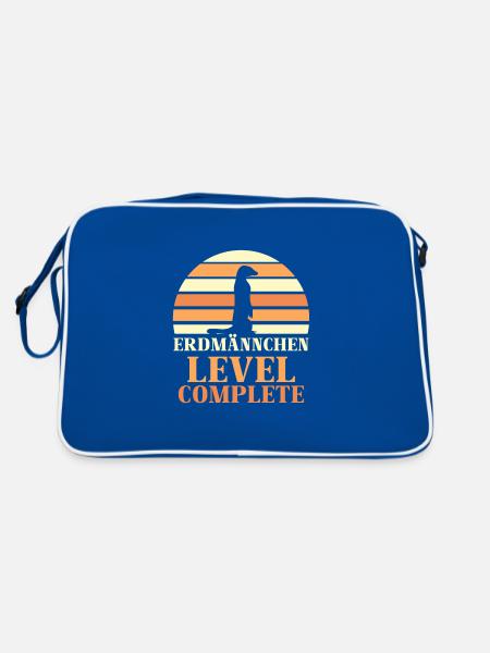 Erdmännchen Level Complete - Retro Tasche - Blau/Weiß - Hinten