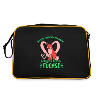 desto mehr liebe ich füchse - Retro Tasche - Schwarz/Gold - Hinten