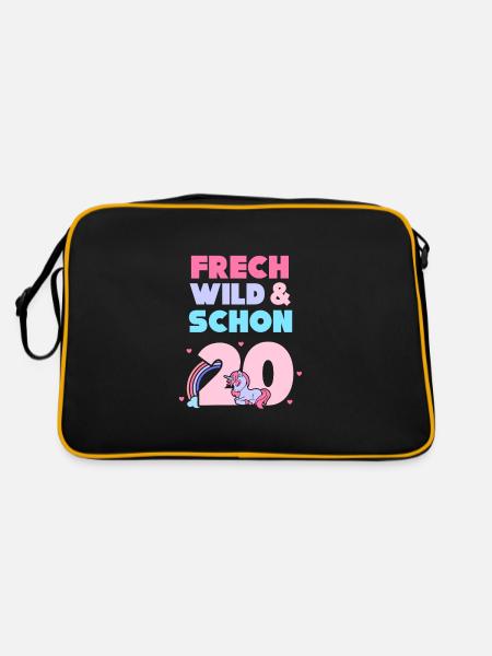 Geschenk 20 Jahre Geburtstag Mann Einhorn - Retro Tasche - Schwarz/Gold - Hinten
