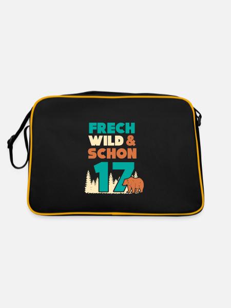 17 Jahre Geburtstag Bär - Retro Tasche - Schwarz/Gold - Hinten