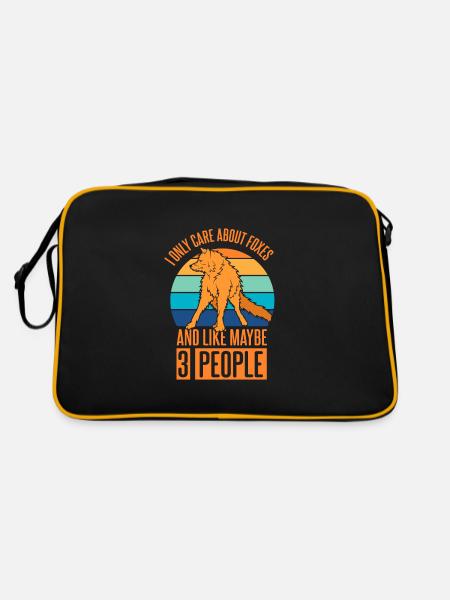 care about foxes and like maybe 3 people - Retro Tasche - Schwarz/Gold - Hinten