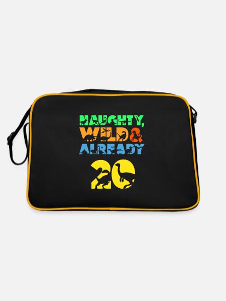 Geschenk 20 Jahre Geburtstag Mann Dinosaurier - Retro Tasche - Schwarz/Gold - Hinten