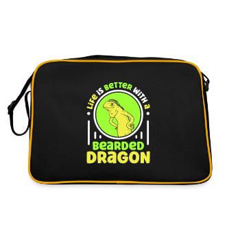 Life is better with a Bearded Dragon - Retro Tasche - Schwarz/Gold - Hinten