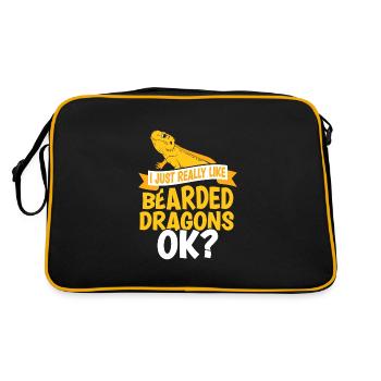 I Just Really Like Bearded Dragons OK? - Retro Tasche - Schwarz/Gold - Hinten