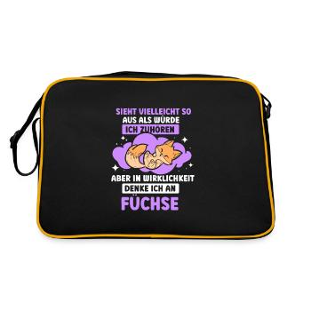 in wirklichkeit denke ich an füchse - Retro Tasche - Schwarz/Gold - Hinten