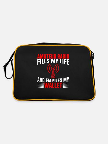 Amateur radio fills my life and empties my wallet - Retro Tasche - Schwarz/Gold - Hinten